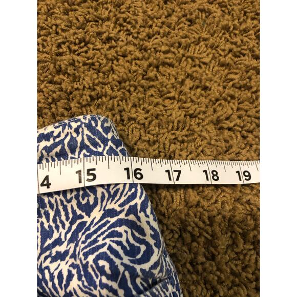 Cathy Daniels blue/white print elastic waist cropped pants women's size large - Picture 5 of 6